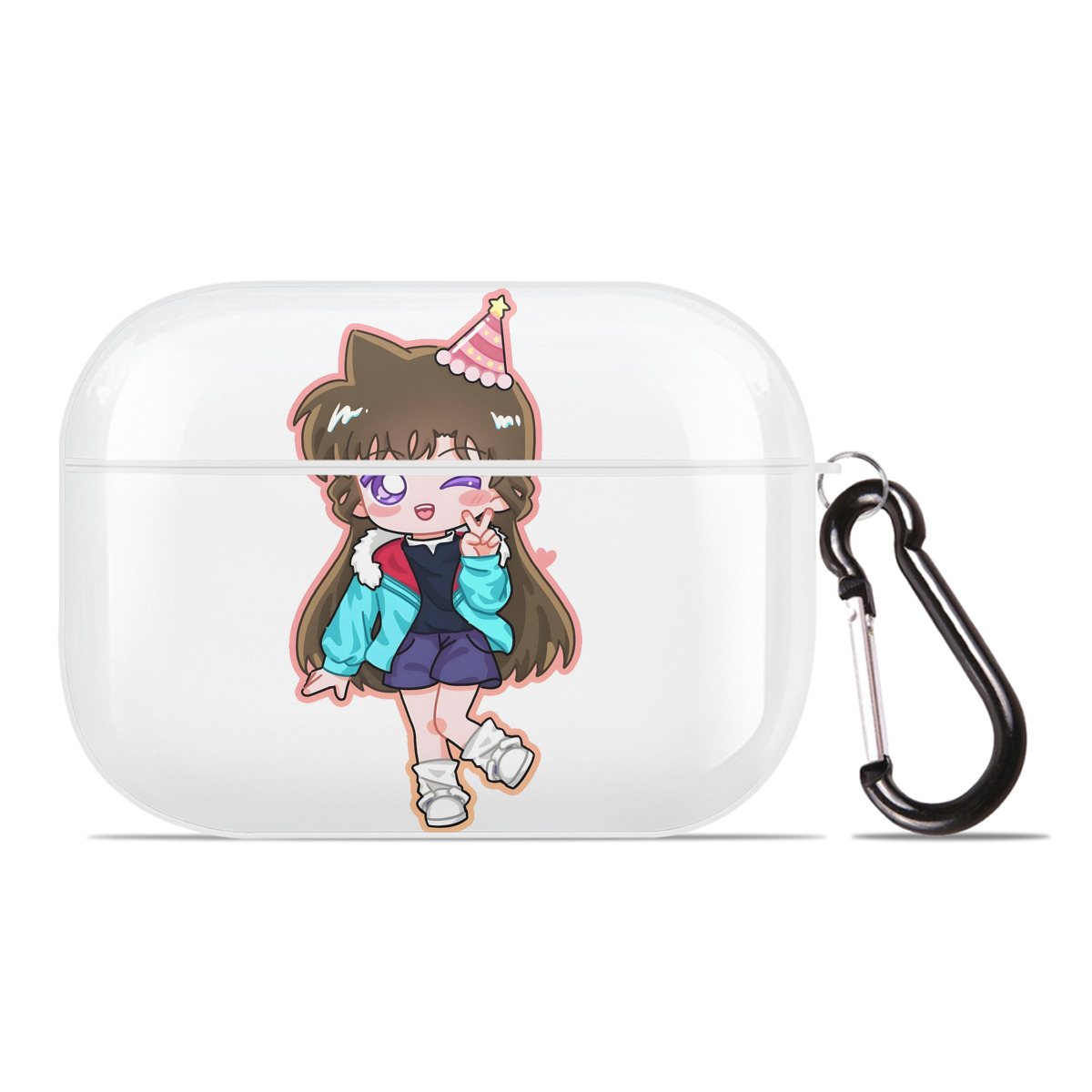 （画像用） 名探偵コナン 毛利 蘭 もうり らん、モーリ ラン Detective Conan Rachel Moore 【AirPods Pro用】ハードシェル保護ケース 耐衝撃・防指紋・カラビナ付き商品仕様