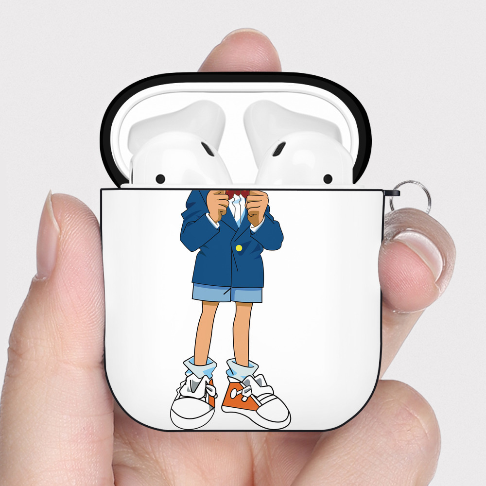 （画像用） 名探偵コナン 江戸川 コナン Detective Conan Conan Edogawa AirPods 第2世代保護ケース ハードシェル ブラック 耐衝撃・防指紋・カラビナ付き