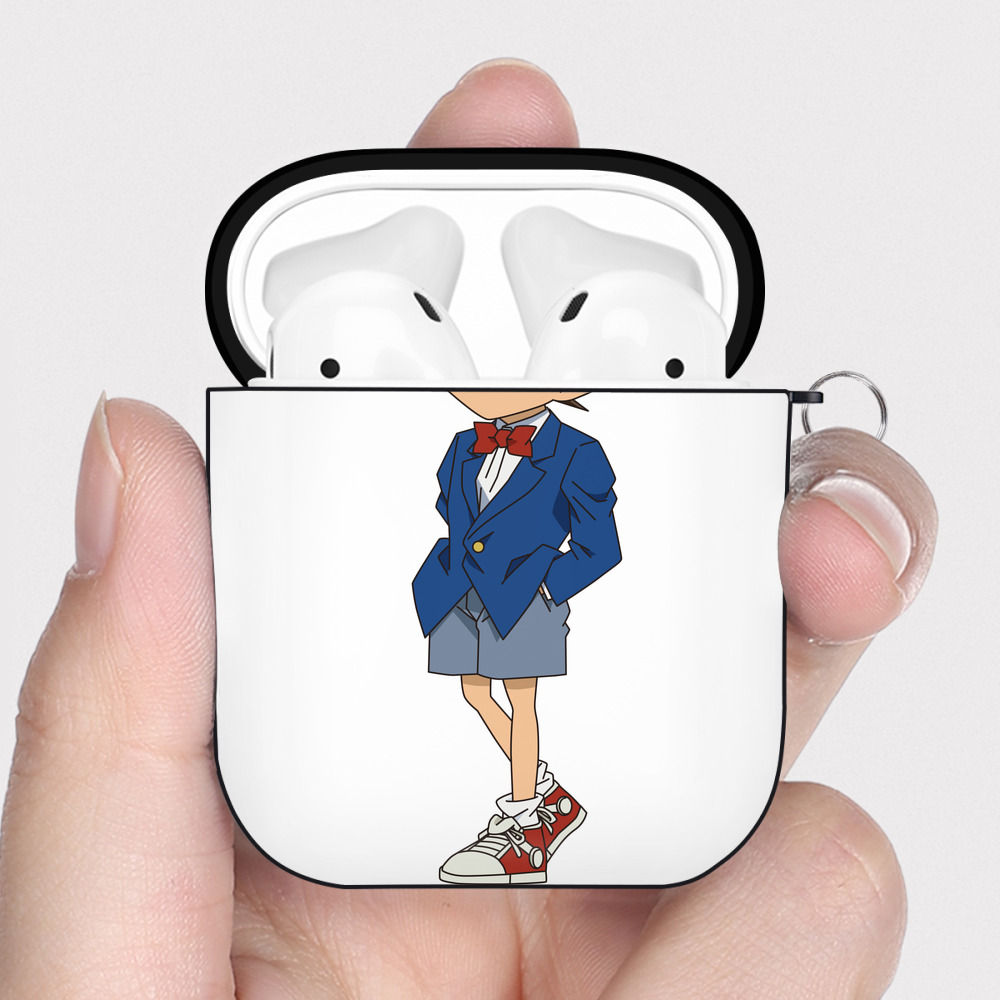 （画像用） 名探偵コナン 江戸川 コナン Detective Conan Conan Edogawa AirPods 第2世代保護ケース ハードシェル ブラック 耐衝撃・防指紋・カラビナ付き
