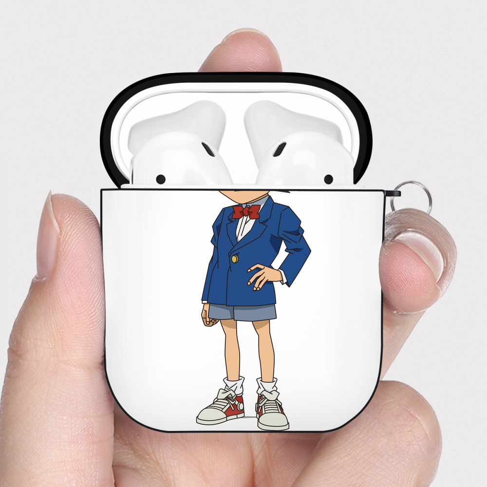 （画像用） 名探偵コナン 江戸川 コナン Detective Conan Conan Edogawa AirPods 第2世代保護ケース ハードシェル ブラック 耐衝撃・防指紋・カラビナ付き