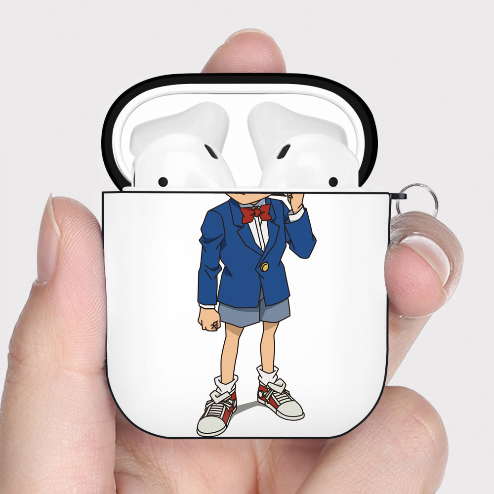 （画像用） 名探偵コナン 江戸川 コナン Detective Conan Conan Edogawa AirPods 第2世代保護ケース ハードシェル ブラック 耐衝撃・防指紋・カラビナ付き