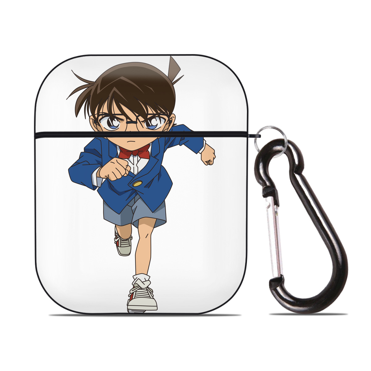 （画像用） 名探偵コナン 江戸川 コナン Detective Conan Conan Edogawa AirPods 第2世代保護ケース ハードシェル ブラック 耐衝撃・防指紋・カラビナ付き