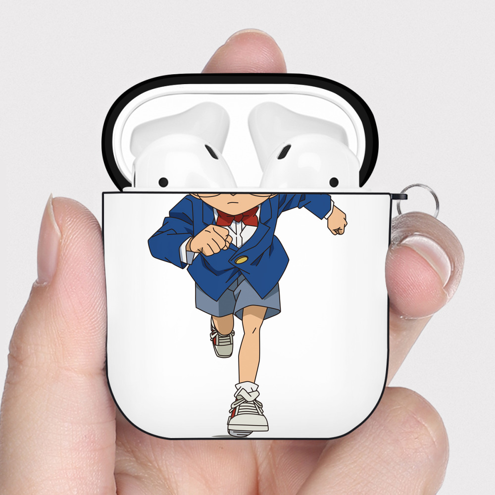（画像用） 名探偵コナン 江戸川 コナン Detective Conan Conan Edogawa AirPods 第2世代保護ケース ハードシェル ブラック 耐衝撃・防指紋・カラビナ付き