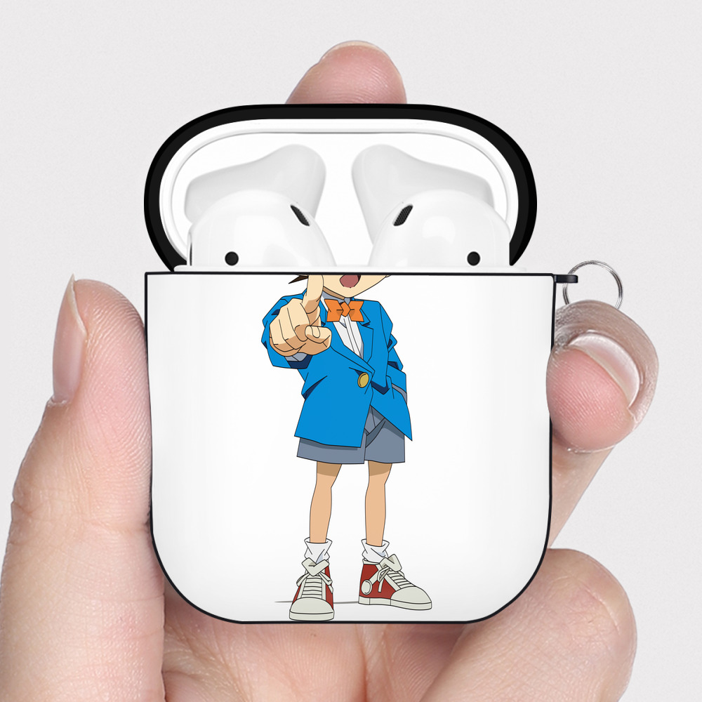 （画像用） 名探偵コナン 江戸川 コナン Detective Conan Conan Edogawa AirPods 第2世代保護ケース ハードシェル ブラック 耐衝撃・防指紋・カラビナ付き