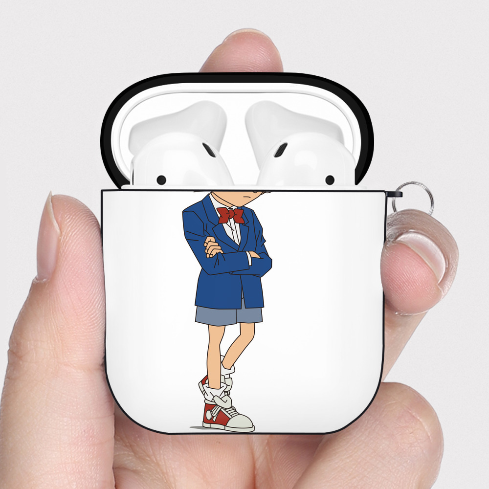 （画像用） 名探偵コナン 江戸川 コナン Detective Conan Conan Edogawa AirPods 第2世代保護ケース ハードシェル ブラック 耐衝撃・防指紋・カラビナ付き