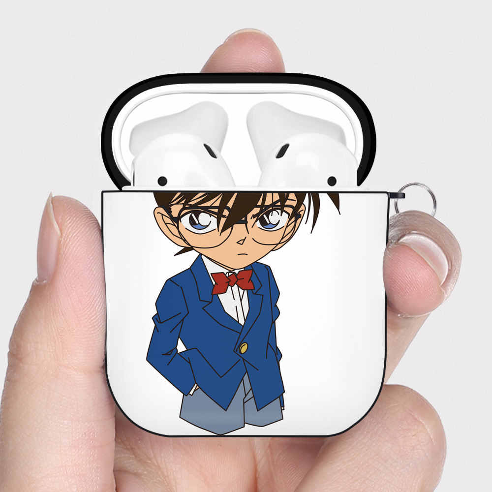 （画像用） 名探偵コナン 江戸川 コナン Detective Conan Conan Edogawa AirPods 第2世代保護ケース ハードシェル ブラック 耐衝撃・防指紋・カラビナ付き