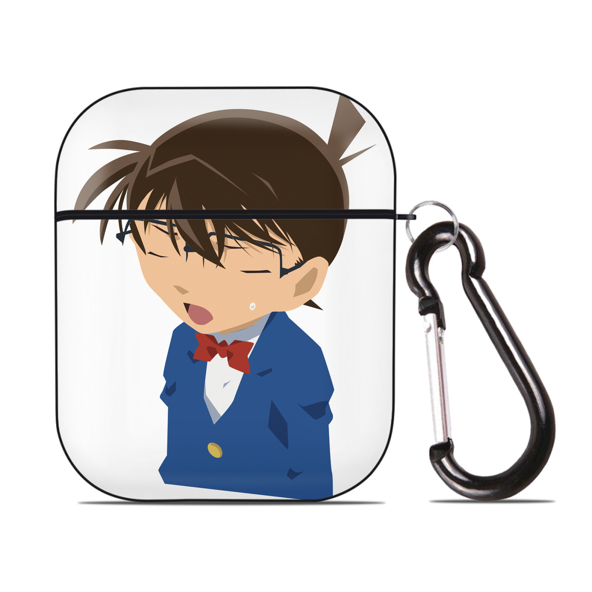 （画像用） 名探偵コナン 江戸川 コナン Detective Conan Conan Edogawa AirPods 第2世代保護ケース ハードシェル ブラック 耐衝撃・防指紋・カラビナ付き
