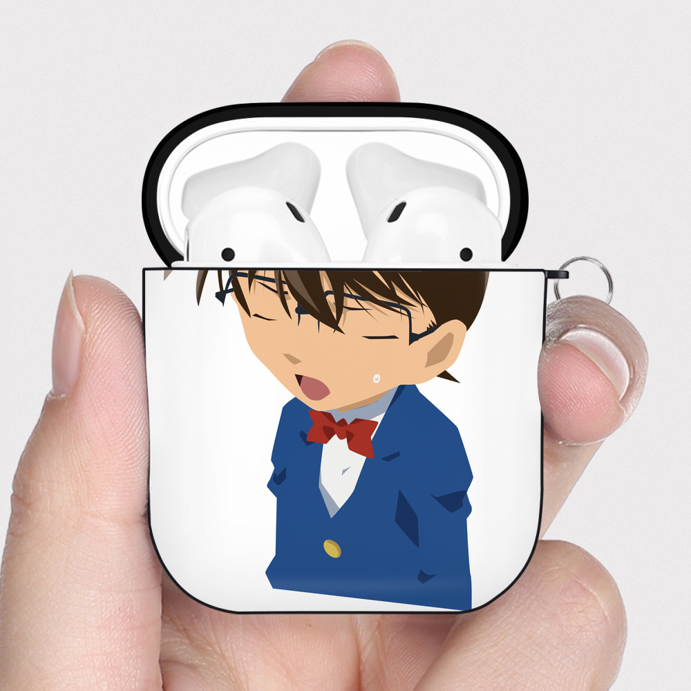 （画像用） 名探偵コナン 江戸川 コナン Detective Conan Conan Edogawa AirPods 第2世代保護ケース ハードシェル ブラック 耐衝撃・防指紋・カラビナ付き