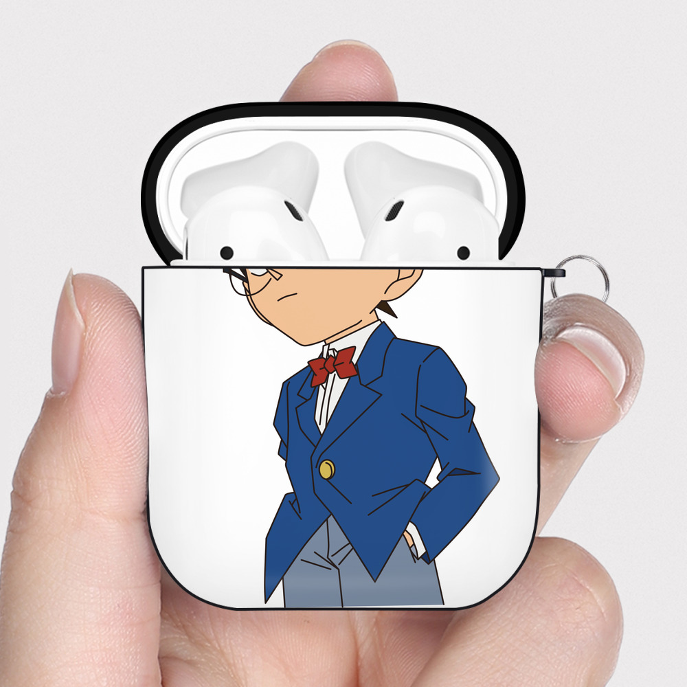 （画像用） 名探偵コナン 江戸川 コナン Detective Conan Conan Edogawa AirPods 第2世代保護ケース ハードシェル ブラック 耐衝撃・防指紋・カラビナ付き