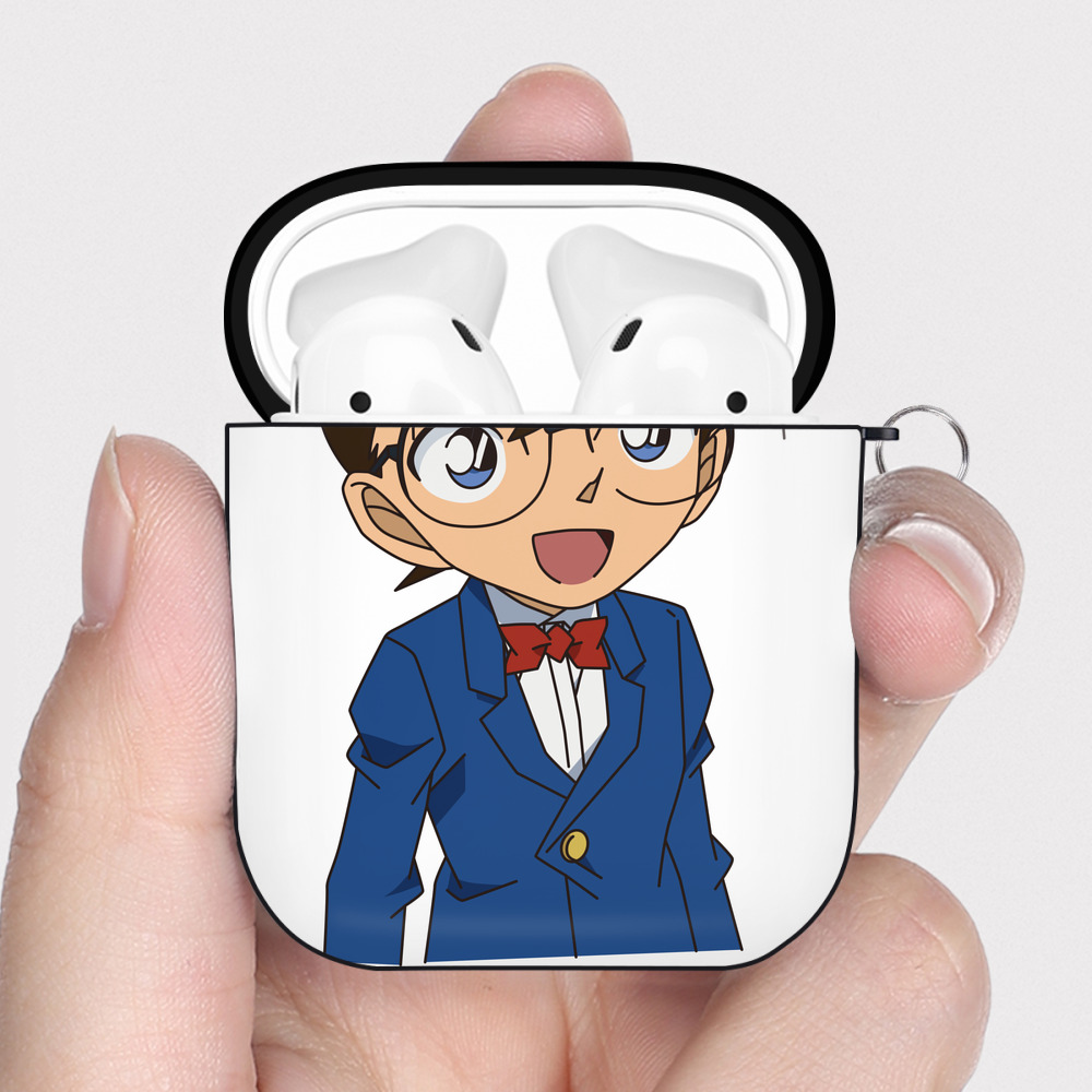 （画像用） 名探偵コナン 江戸川 コナン Detective Conan Conan Edogawa AirPods 第2世代保護ケース ハードシェル ブラック 耐衝撃・防指紋・カラビナ付き