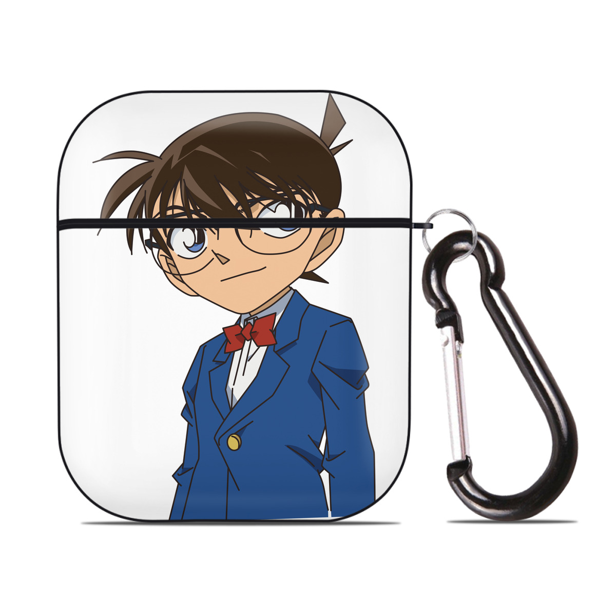 （画像用） 名探偵コナン 江戸川 コナン Detective Conan Conan Edogawa AirPods 第2世代保護ケース ハードシェル ブラック 耐衝撃・防指紋・カラビナ付き