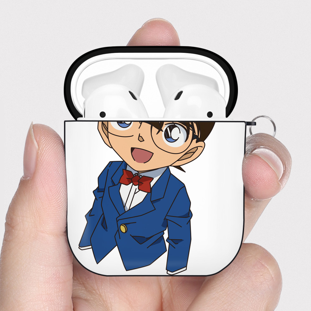 （画像用） 名探偵コナン 江戸川 コナン Detective Conan Conan Edogawa AirPods 第2世代保護ケース ハードシェル ブラック 耐衝撃・防指紋・カラビナ付き