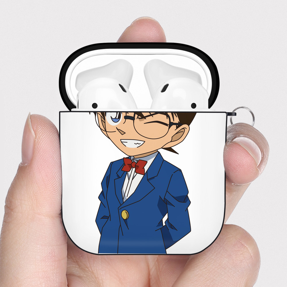 （画像用） 名探偵コナン 江戸川 コナン Detective Conan Conan Edogawa AirPods 第2世代保護ケース ハードシェル ブラック 耐衝撃・防指紋・カラビナ付き