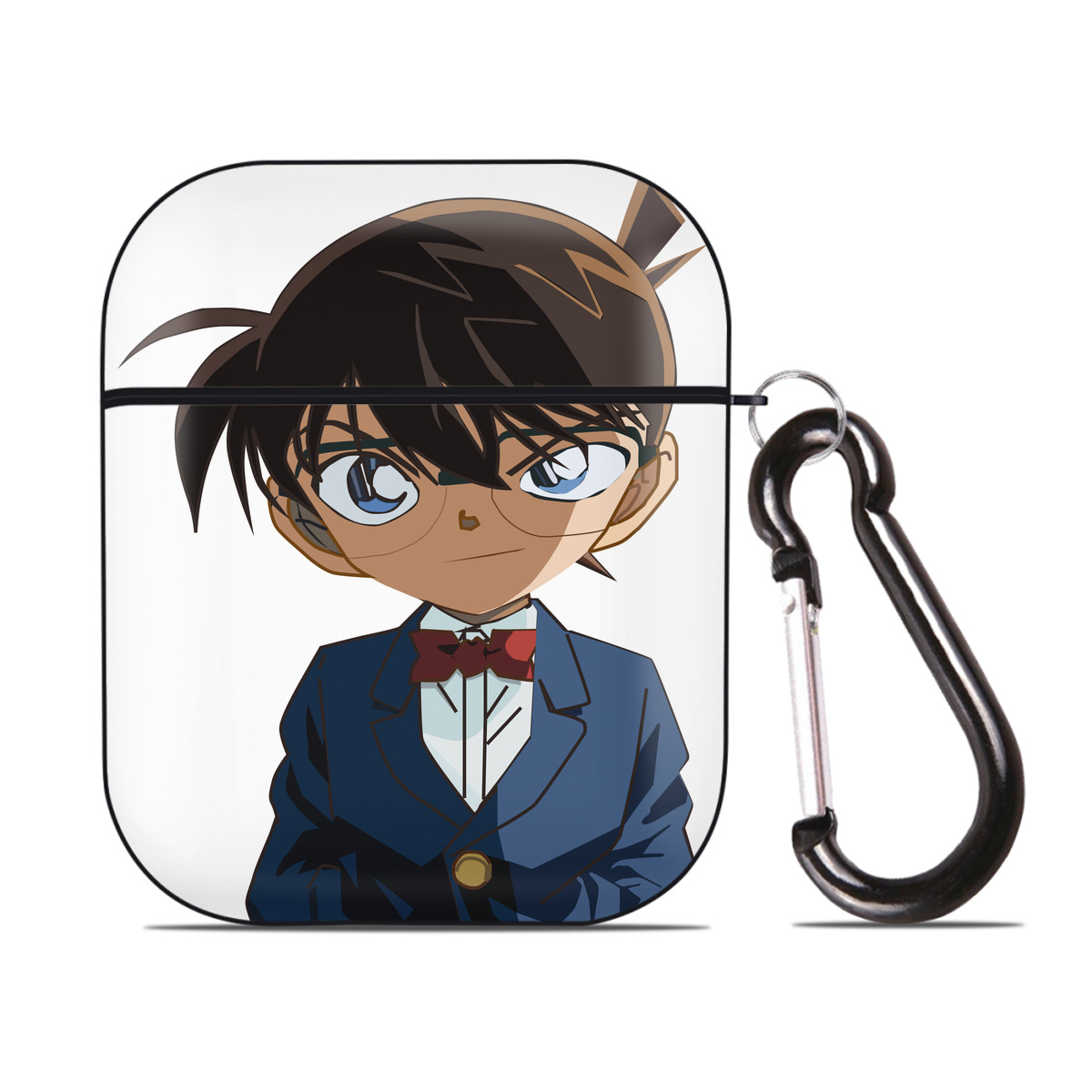 （画像用） 名探偵コナン 江戸川 コナン Detective Conan Conan Edogawa AirPods 第2世代保護ケース ハードシェル ブラック 耐衝撃・防指紋・カラビナ付き