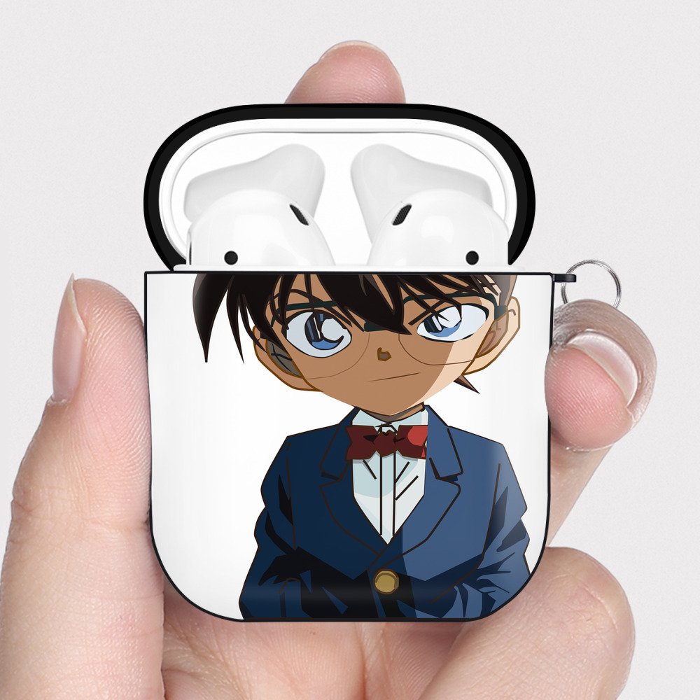 （画像用） 名探偵コナン 江戸川 コナン Detective Conan Conan Edogawa AirPods 第2世代保護ケース ハードシェル ブラック 耐衝撃・防指紋・カラビナ付き