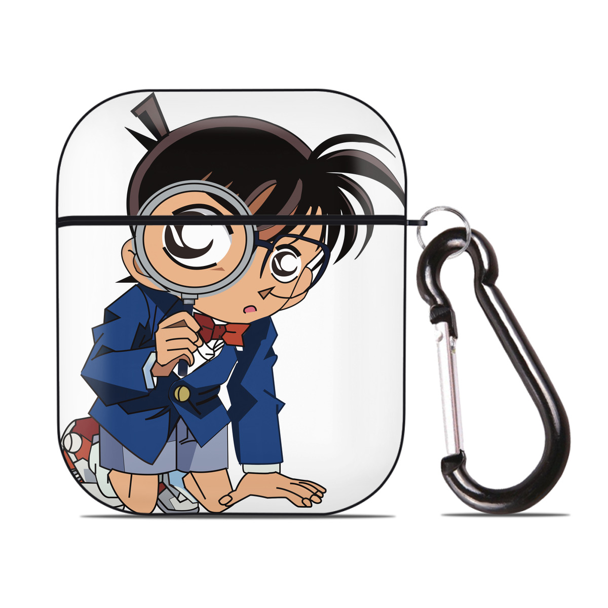 （画像用） 名探偵コナン 江戸川 コナン Detective Conan Conan Edogawa AirPods 第2世代保護ケース ハードシェル ブラック 耐衝撃・防指紋・カラビナ付き