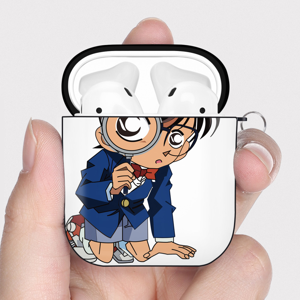 （画像用） 名探偵コナン 江戸川 コナン Detective Conan Conan Edogawa AirPods 第2世代保護ケース ハードシェル ブラック 耐衝撃・防指紋・カラビナ付き