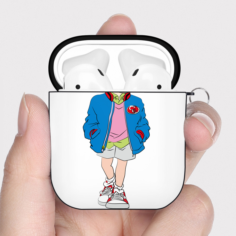 （画像用） 名探偵コナン 江戸川 コナン Detective Conan Conan Edogawa AirPods 第2世代保護ケース ハードシェル ブラック 耐衝撃・防指紋・カラビナ付き