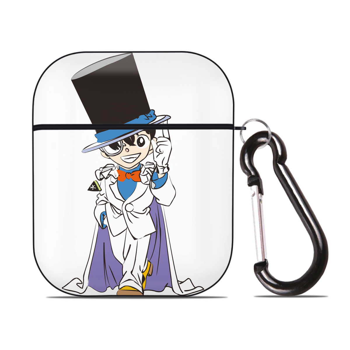 （画像用） 名探偵コナン 江戸川 コナン Detective Conan Conan Edogawa AirPods 第2世代保護ケース ハードシェル ブラック 耐衝撃・防指紋・カラビナ付き