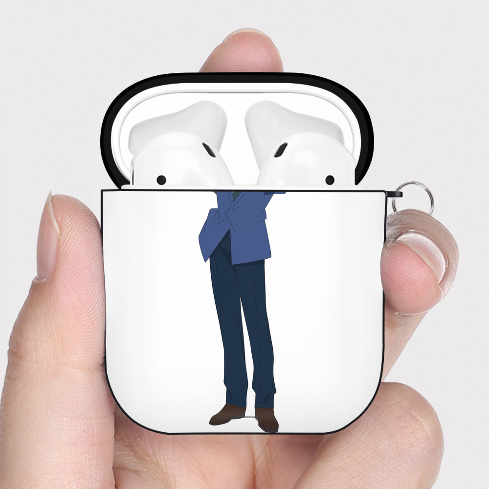 （画像用） 名探偵コナン 江戸川 コナン Detective Conan Conan Edogawa AirPods 第2世代保護ケース ハードシェル ブラック 耐衝撃・防指紋・カラビナ付き