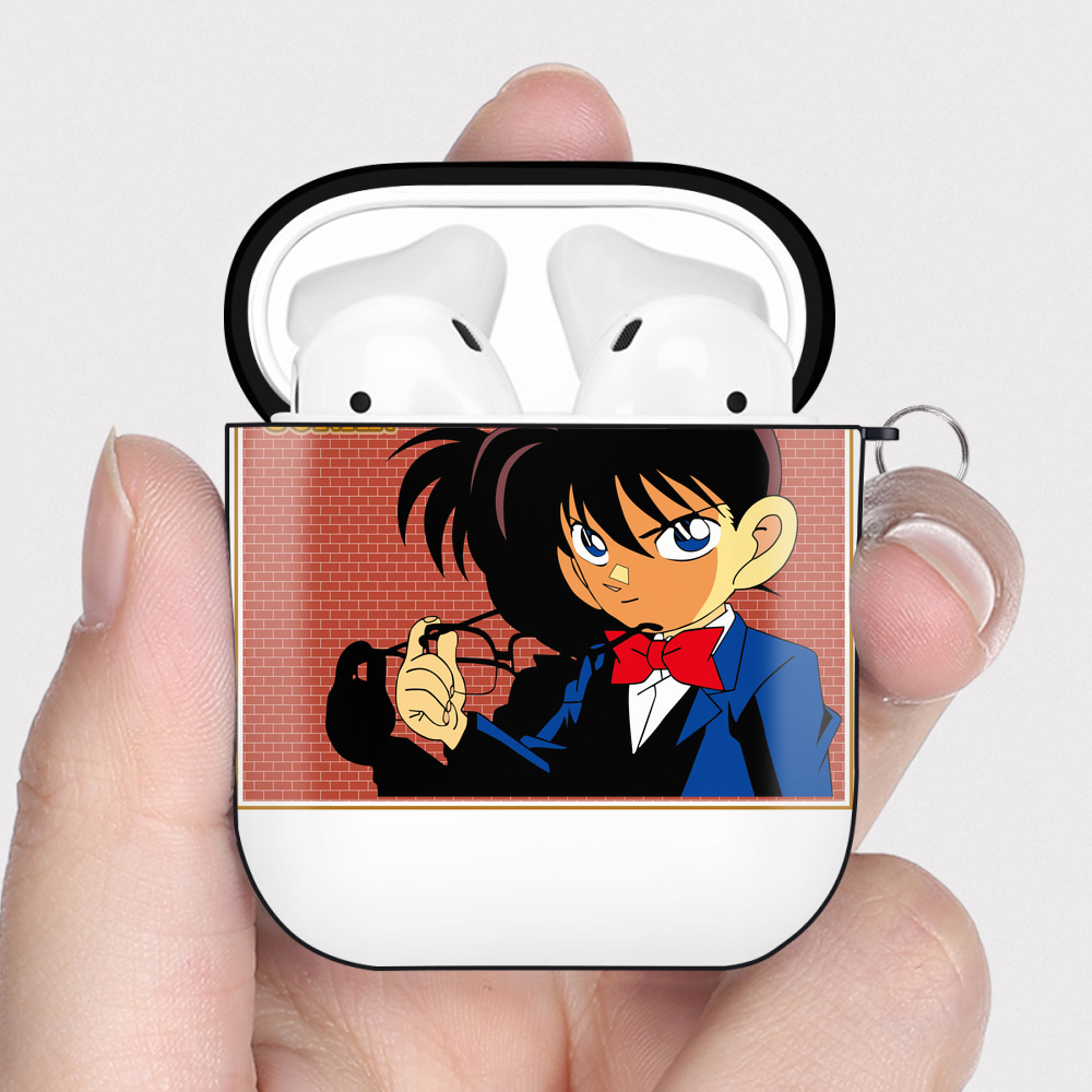 （画像用） 名探偵コナン 江戸川 コナン Detective Conan Conan Edogawa AirPods 第2世代保護ケース ハードシェル ブラック 耐衝撃・防指紋・カラビナ付き