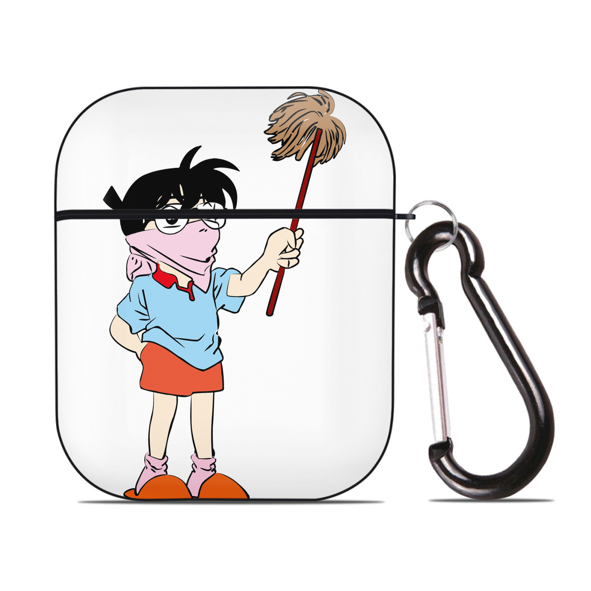 （画像用） 名探偵コナン 江戸川 コナン Detective Conan Conan Edogawa AirPods 第2世代保護ケース ハードシェル ブラック 耐衝撃・防指紋・カラビナ付き