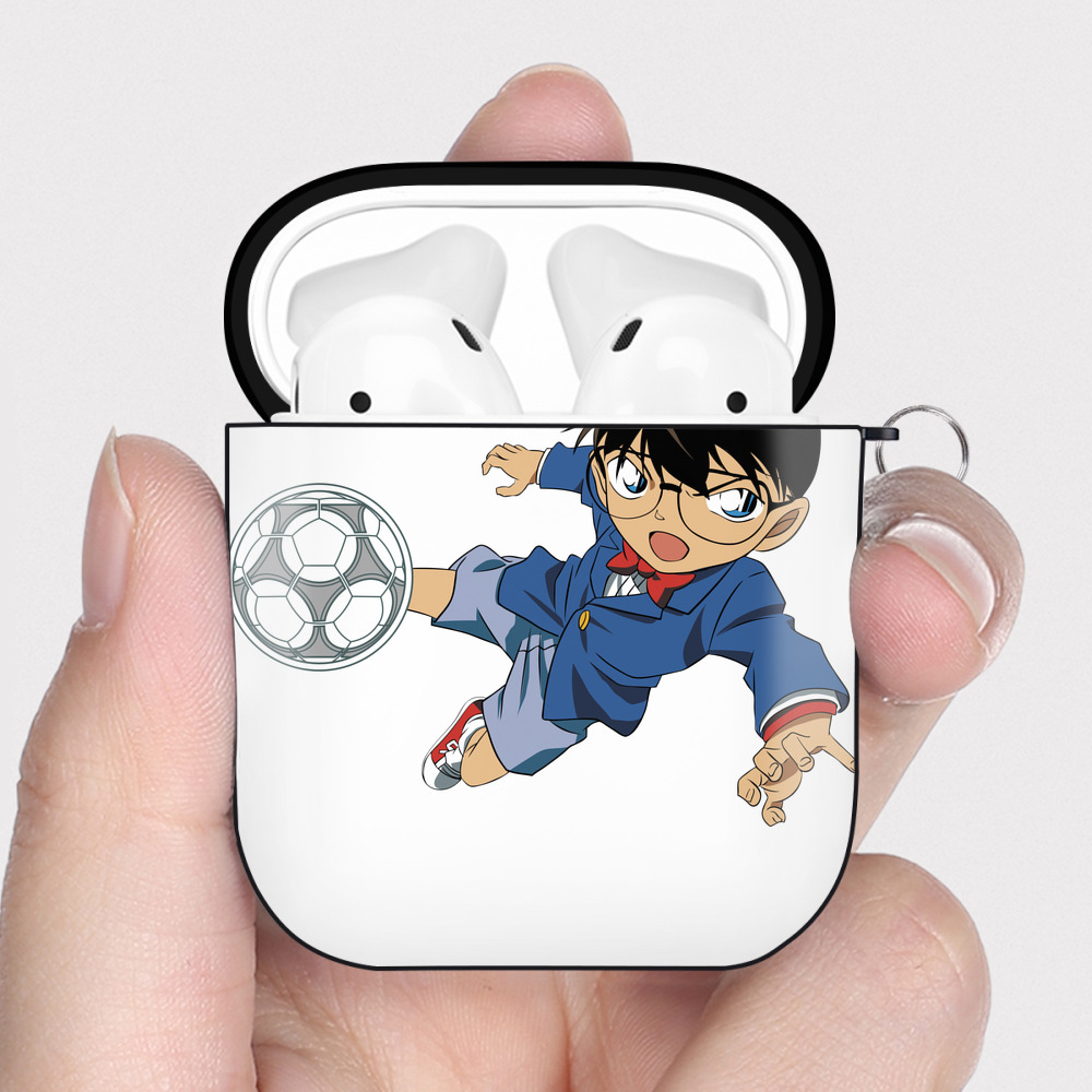 （画像用） 名探偵コナン 江戸川 コナン Detective Conan Conan Edogawa AirPods 第2世代保護ケース ハードシェル ブラック 耐衝撃・防指紋・カラビナ付き