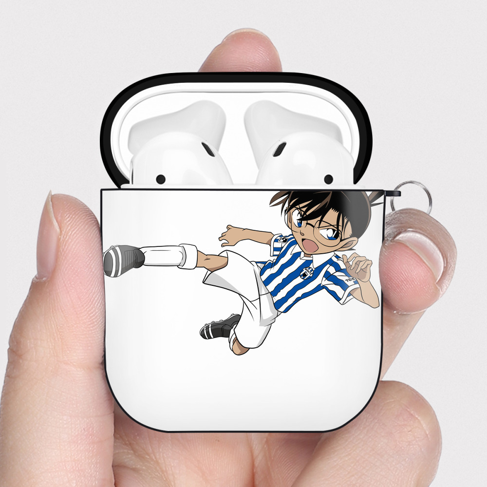（画像用） 名探偵コナン 江戸川 コナン Detective Conan Conan Edogawa AirPods 第2世代保護ケース ハードシェル ブラック 耐衝撃・防指紋・カラビナ付き