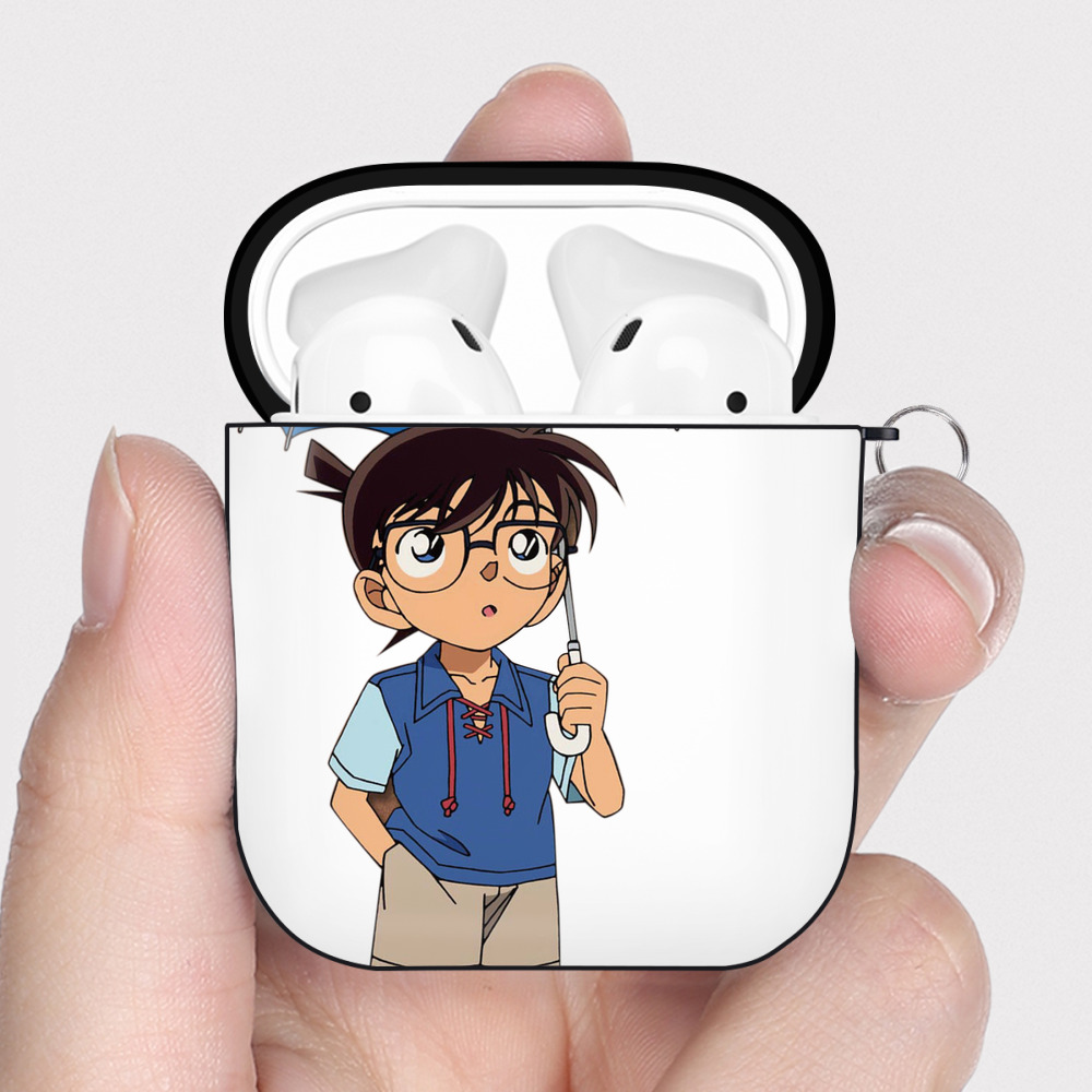 （画像用） 名探偵コナン 江戸川 コナン Detective Conan Conan Edogawa AirPods 第2世代保護ケース ハードシェル ブラック 耐衝撃・防指紋・カラビナ付き