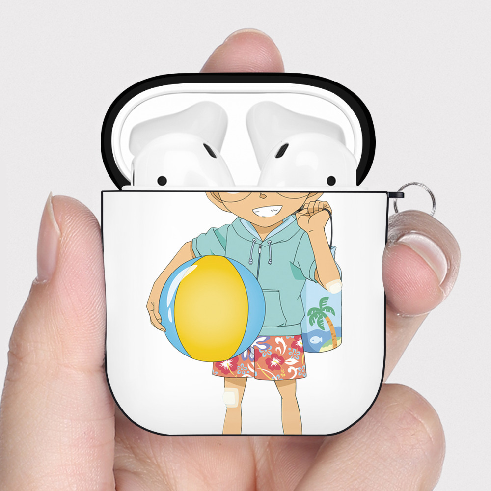（画像用） 名探偵コナン 江戸川 コナン Detective Conan Conan Edogawa AirPods 第2世代保護ケース ハードシェル ブラック 耐衝撃・防指紋・カラビナ付き