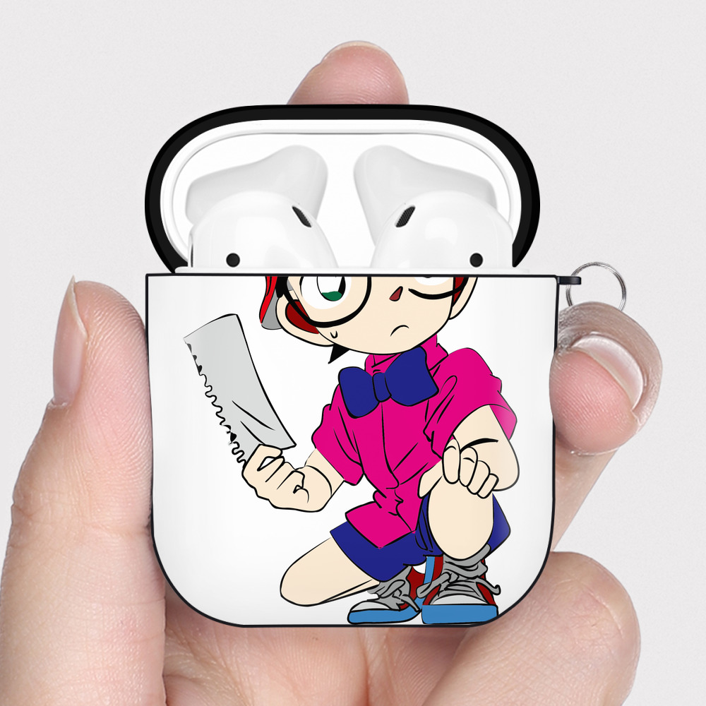 （画像用） 名探偵コナン 江戸川 コナン Detective Conan Conan Edogawa AirPods 第2世代保護ケース ハードシェル ブラック 耐衝撃・防指紋・カラビナ付き