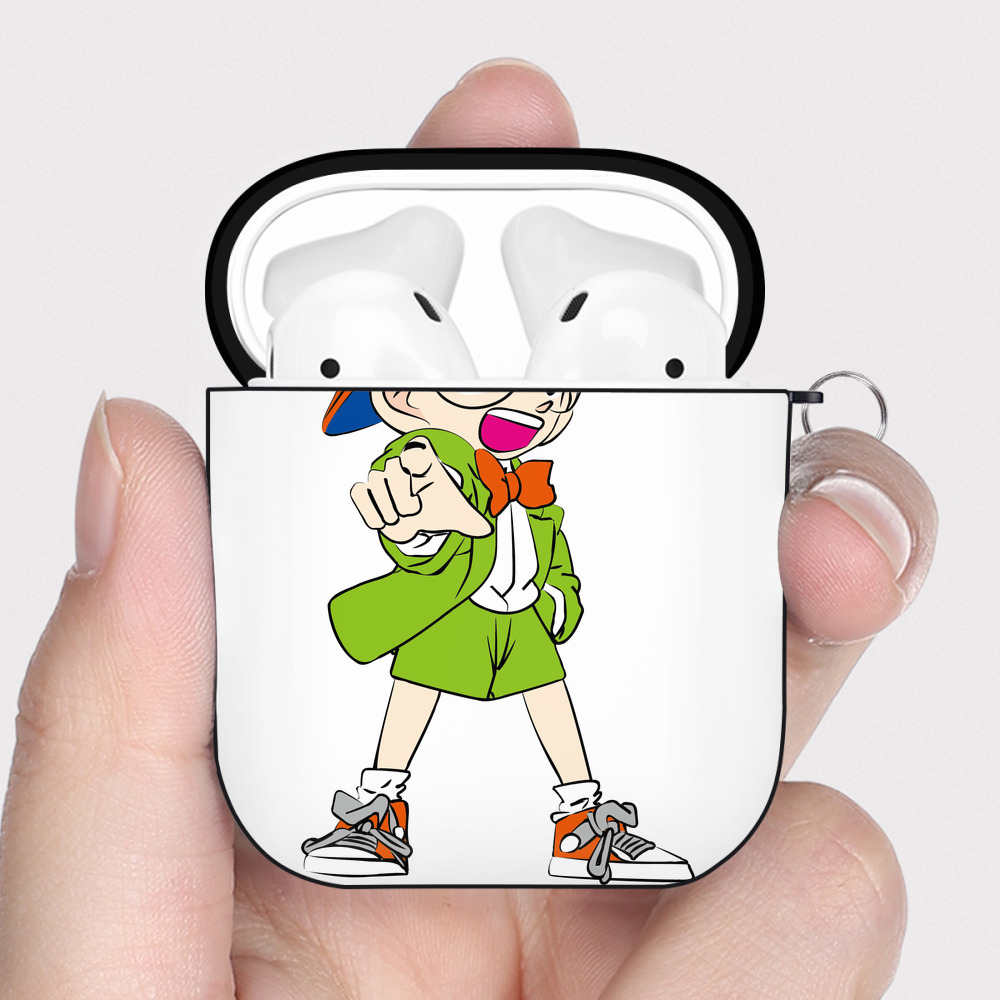 （画像用） 名探偵コナン 江戸川 コナン Detective Conan Conan Edogawa AirPods 第2世代保護ケース ハードシェル ブラック 耐衝撃・防指紋・カラビナ付き