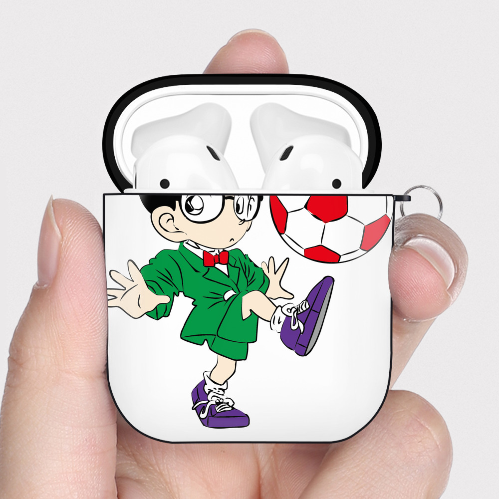 （画像用） 名探偵コナン 江戸川 コナン Detective Conan Conan Edogawa AirPods 第2世代保護ケース ハードシェル ブラック 耐衝撃・防指紋・カラビナ付き