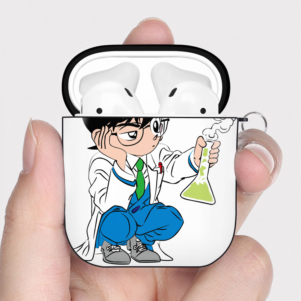 （画像用） 名探偵コナン 江戸川 コナン Detective Conan Conan Edogawa AirPods 第2世代保護ケース ハードシェル ブラック 耐衝撃・防指紋・カラビナ付き