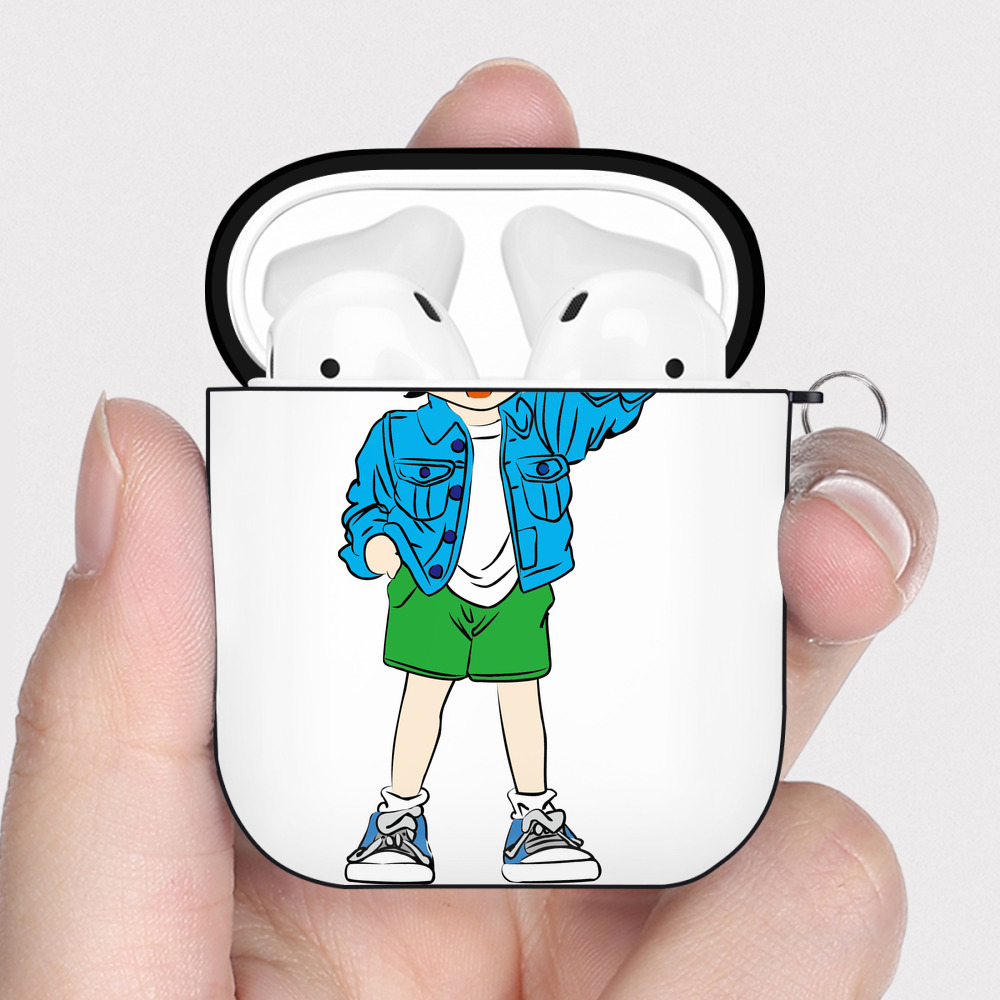 （画像用） 名探偵コナン 江戸川 コナン Detective Conan Conan Edogawa AirPods 第2世代保護ケース ハードシェル ブラック 耐衝撃・防指紋・カラビナ付き