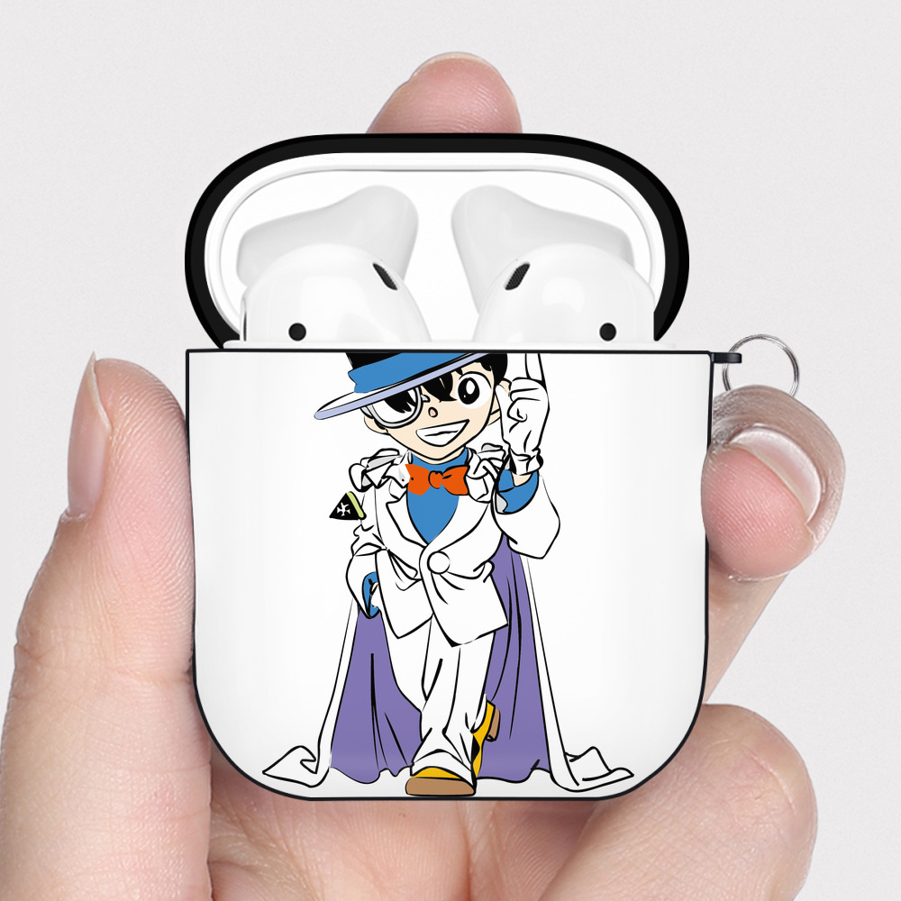 （画像用） 名探偵コナン 江戸川 コナン Detective Conan Conan Edogawa AirPods 第2世代保護ケース ハードシェル ブラック 耐衝撃・防指紋・カラビナ付き