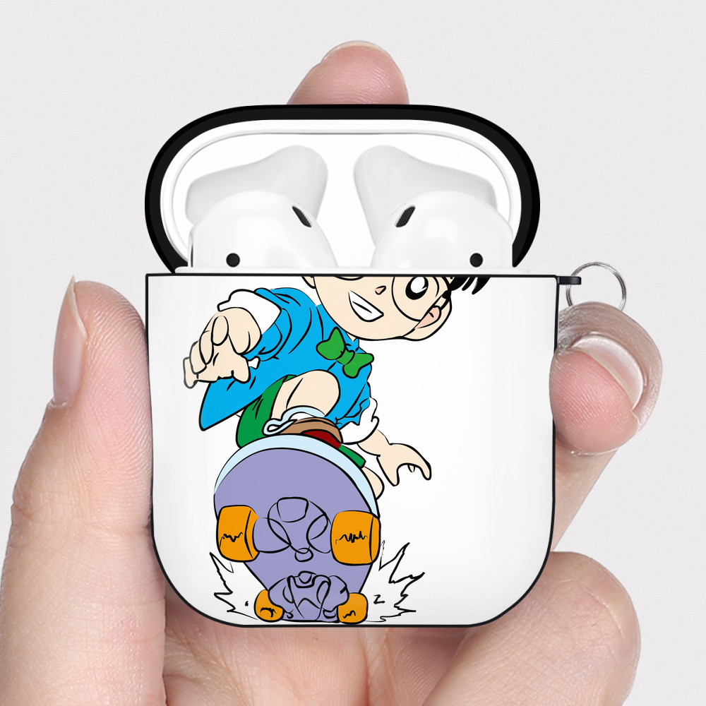 （画像用） 名探偵コナン 江戸川 コナン Detective Conan Conan Edogawa AirPods 第2世代保護ケース ハードシェル ブラック 耐衝撃・防指紋・カラビナ付き