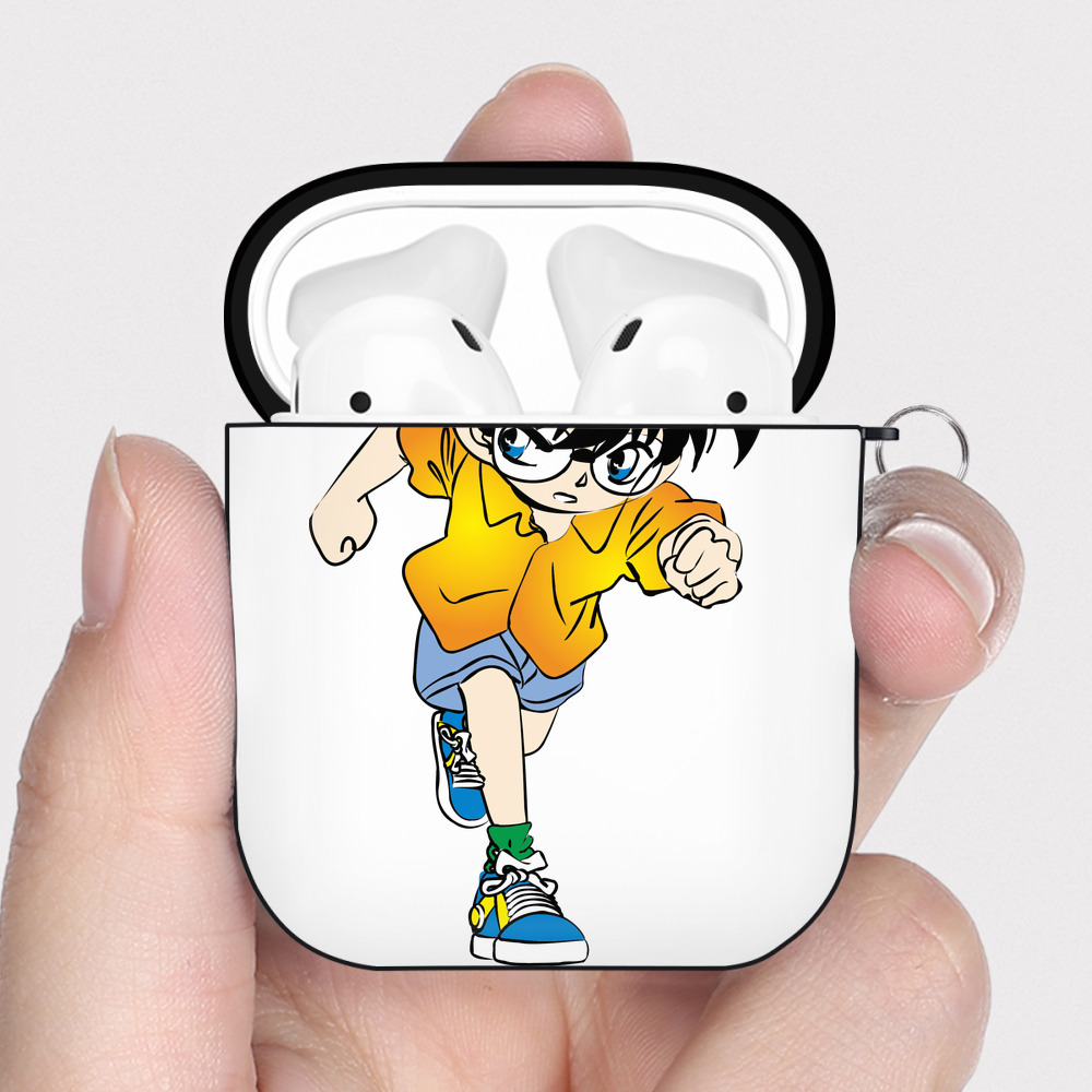 （画像用） 名探偵コナン 江戸川 コナン Detective Conan Conan Edogawa AirPods 第2世代保護ケース ハードシェル ブラック 耐衝撃・防指紋・カラビナ付き