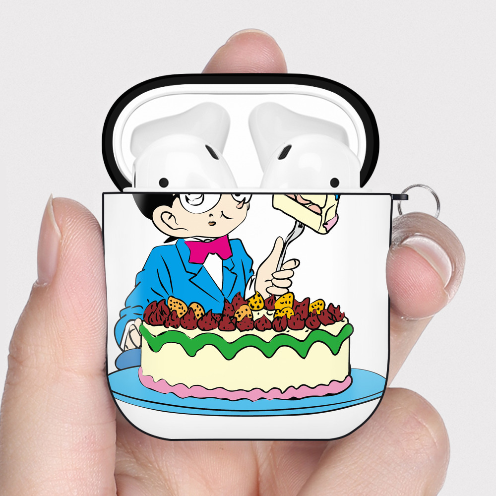 （画像用） 名探偵コナン 江戸川 コナン Detective Conan Conan Edogawa AirPods 第2世代保護ケース ハードシェル ブラック 耐衝撃・防指紋・カラビナ付き