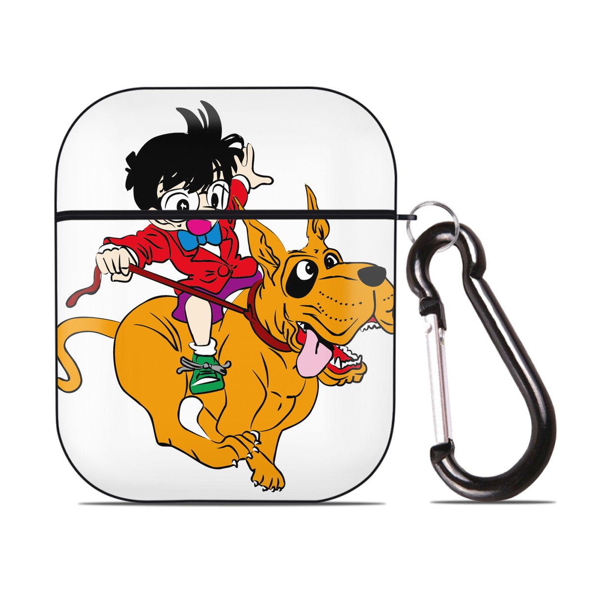 （画像用） 名探偵コナン 江戸川 コナン Detective Conan Conan Edogawa AirPods 第2世代保護ケース ハードシェル ブラック 耐衝撃・防指紋・カラビナ付き