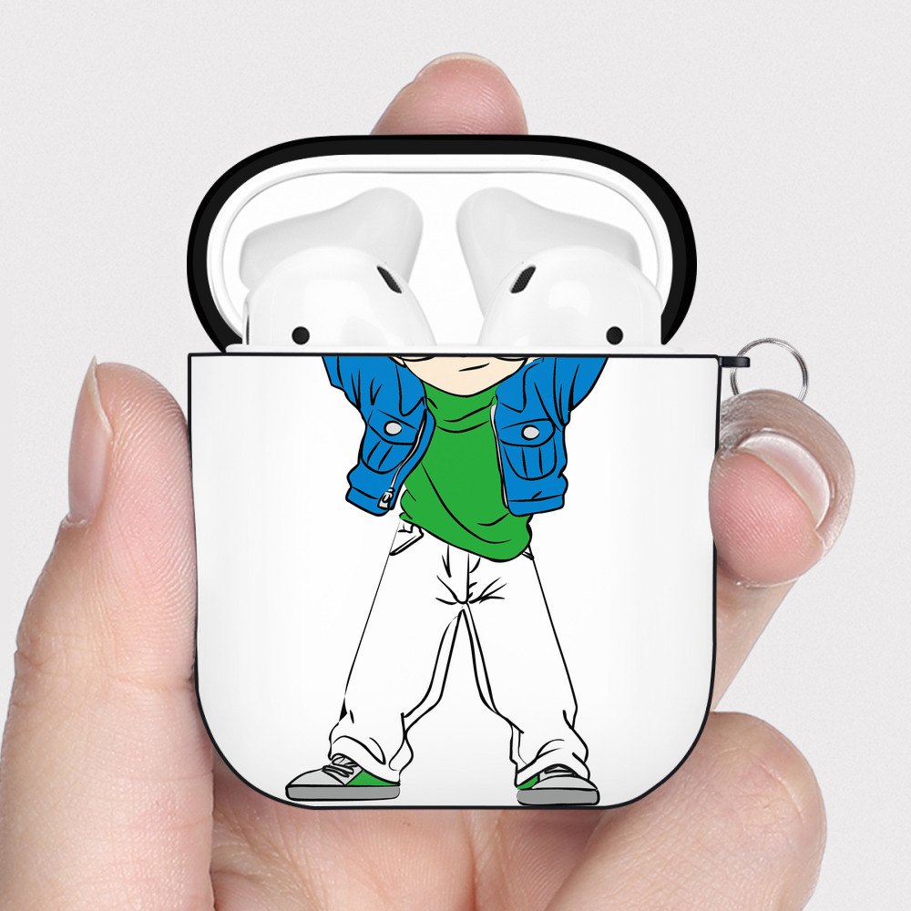 （画像用） 名探偵コナン 江戸川 コナン Detective Conan Conan Edogawa AirPods 第2世代保護ケース ハードシェル ブラック 耐衝撃・防指紋・カラビナ付き
