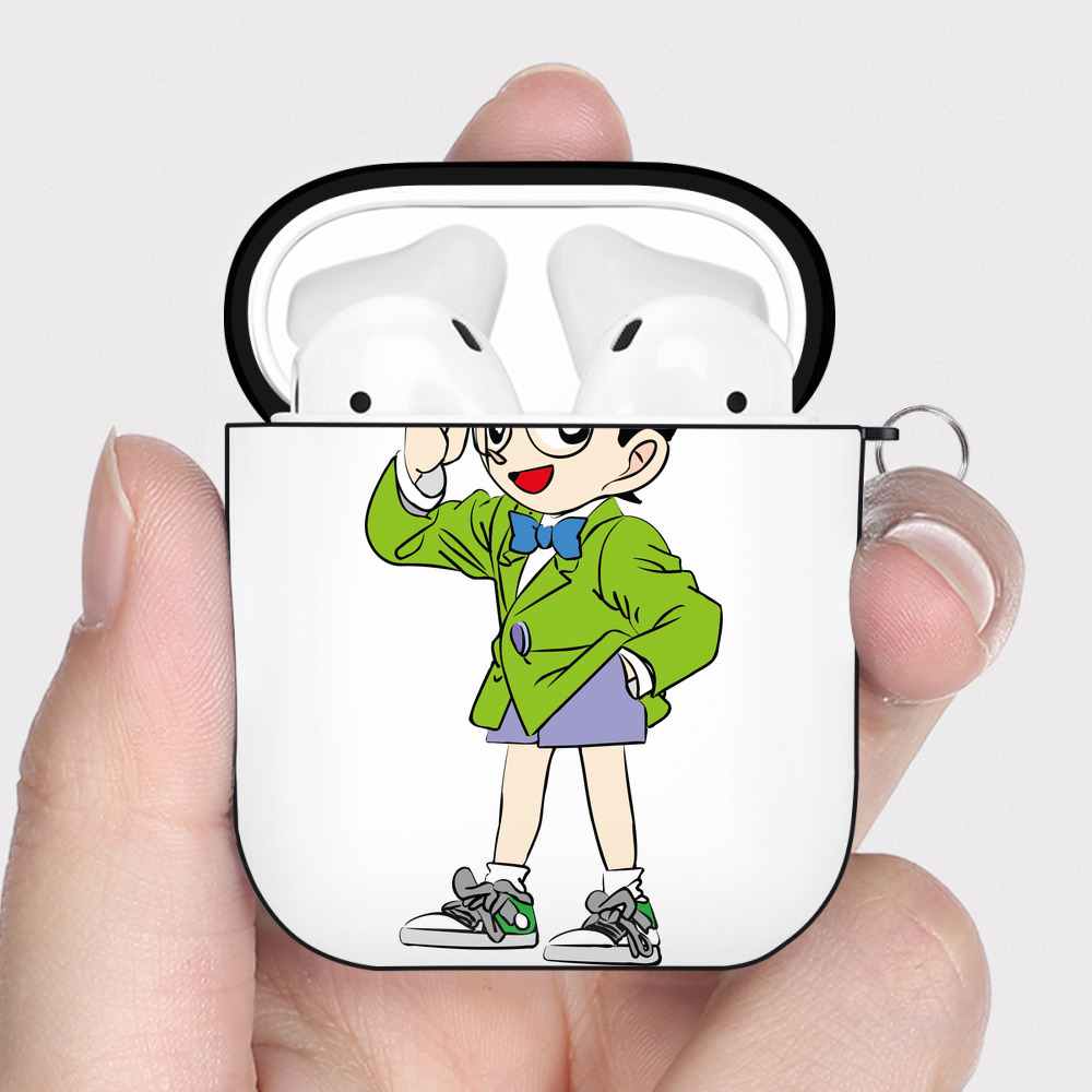 （画像用） 名探偵コナン 江戸川 コナン Detective Conan Conan Edogawa AirPods 第2世代保護ケース ハードシェル ブラック 耐衝撃・防指紋・カラビナ付き