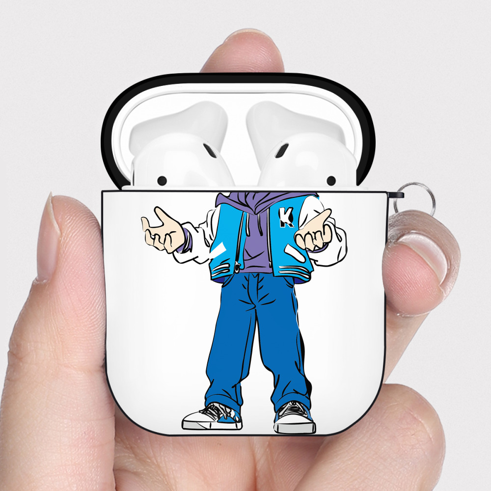 （画像用） 名探偵コナン 江戸川 コナン Detective Conan Conan Edogawa AirPods 第2世代保護ケース ハードシェル ブラック 耐衝撃・防指紋・カラビナ付き