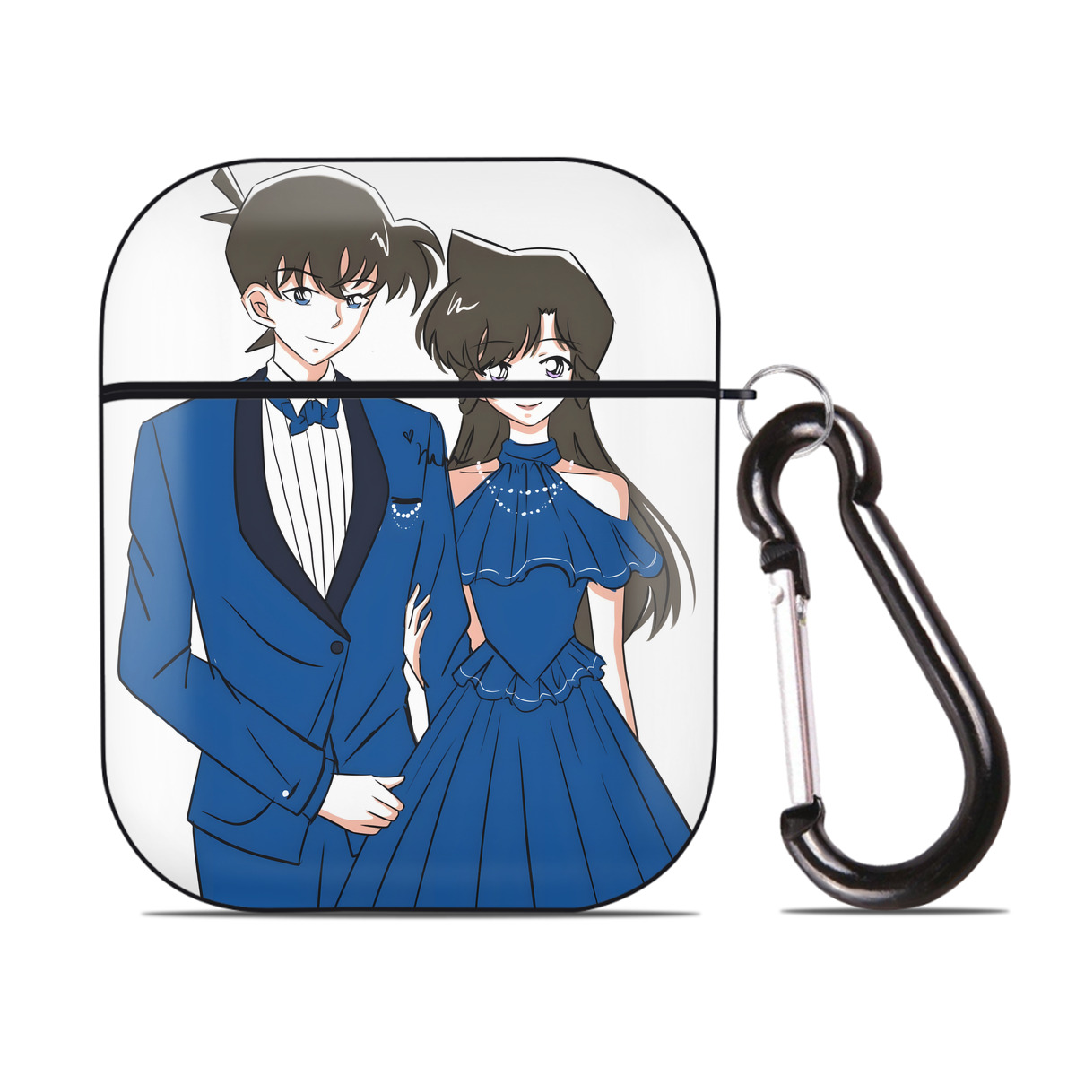 （画像用） 名探偵コナン 江戸川 コナン Detective Conan Conan Edogawa AirPods 第2世代保護ケース ハードシェル ブラック 耐衝撃・防指紋・カラビナ付き