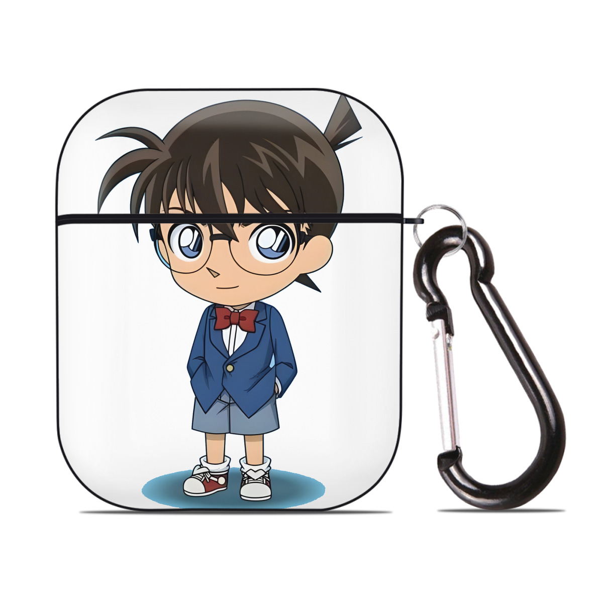 （画像用） 名探偵コナン 江戸川 コナン Detective Conan Conan Edogawa AirPods 第2世代保護ケース ハードシェル ブラック 耐衝撃・防指紋・カラビナ付き