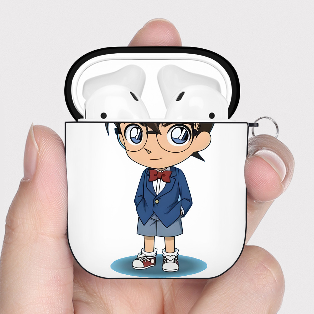 （画像用） 名探偵コナン 江戸川 コナン Detective Conan Conan Edogawa AirPods 第2世代保護ケース ハードシェル ブラック 耐衝撃・防指紋・カラビナ付き
