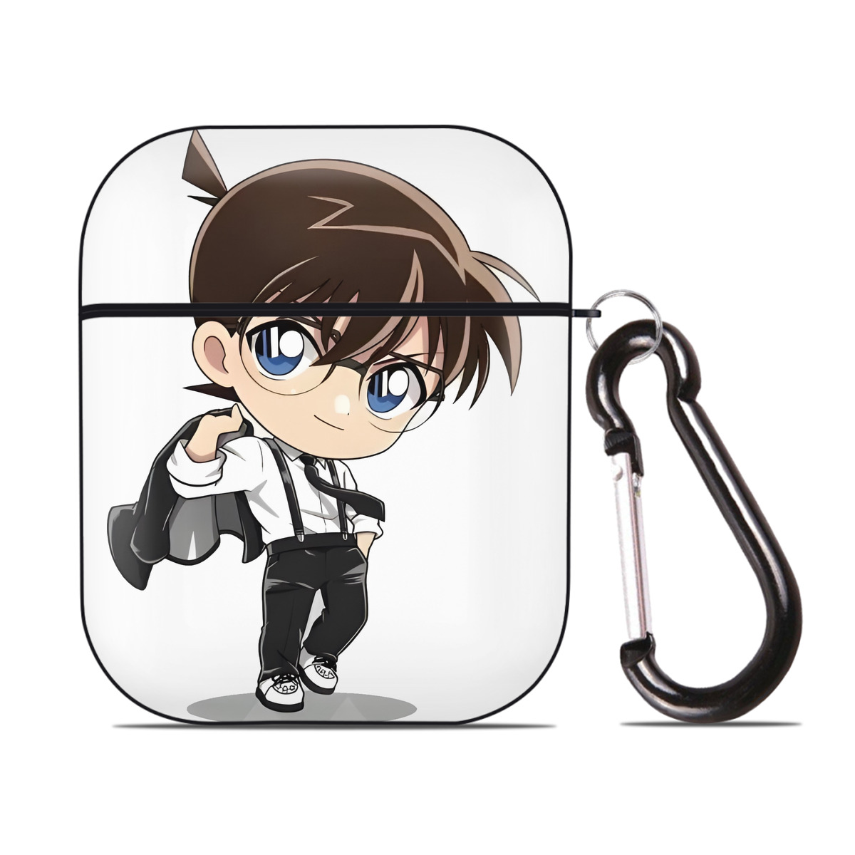 （画像用） 名探偵コナン 江戸川 コナン Detective Conan Conan Edogawa AirPods 第2世代保護ケース ハードシェル ブラック 耐衝撃・防指紋・カラビナ付き