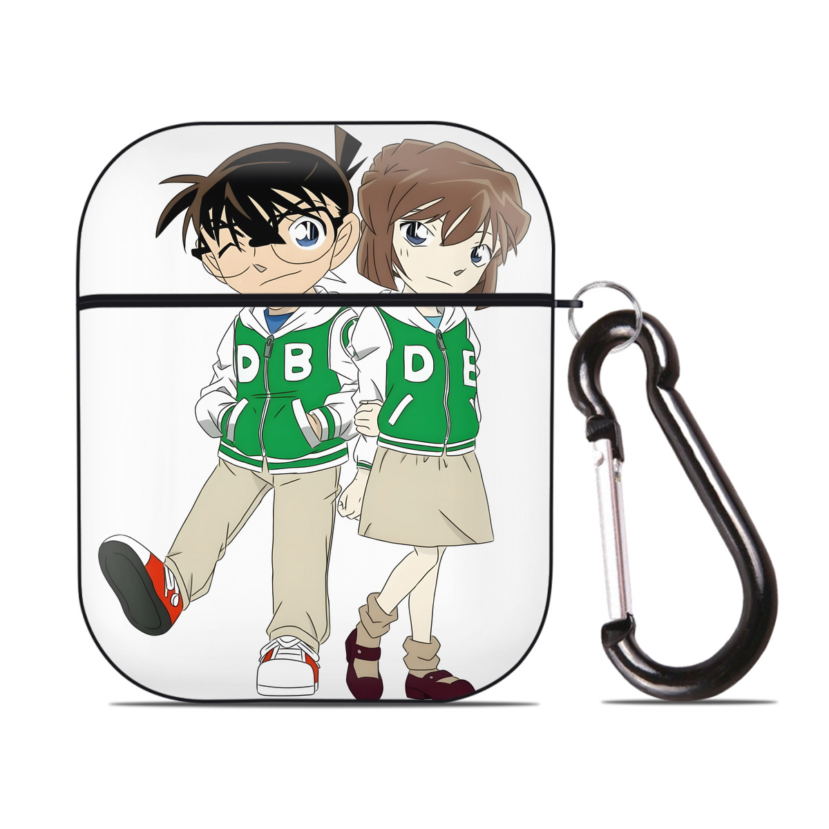 （画像用） 名探偵コナン 江戸川 コナン Detective Conan Conan Edogawa AirPods 第2世代保護ケース ハードシェル ブラック 耐衝撃・防指紋・カラビナ付き