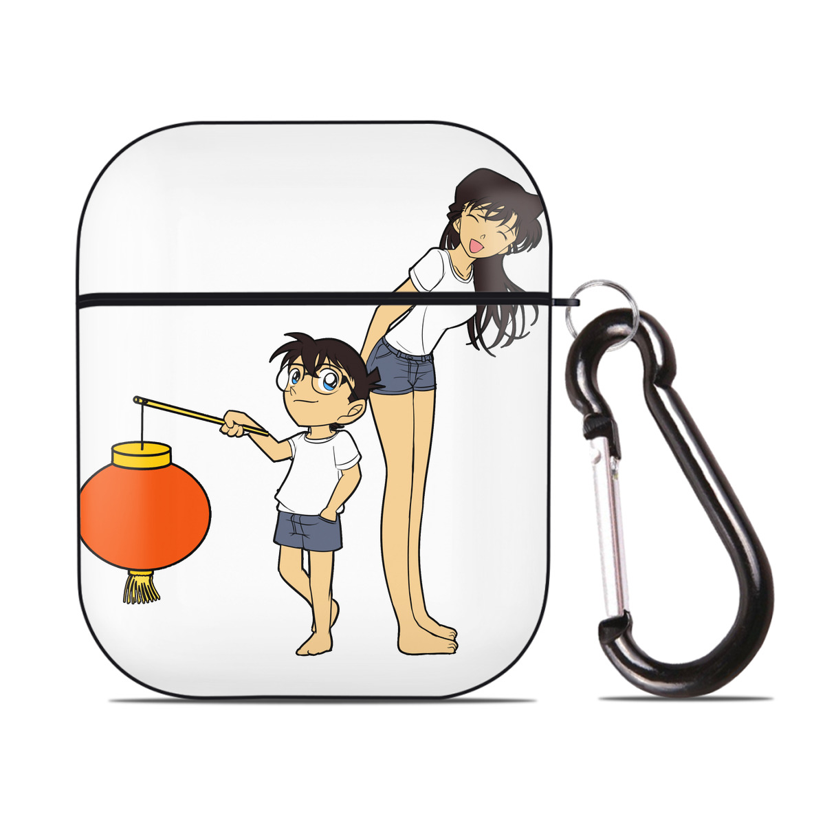 （画像用） 名探偵コナン 毛利 蘭 もうり らん、モーリ ラン Detective Conan Rachel Moore AirPods 第2世代保護ケース ハードシェル ブラック 耐衝撃・防指紋・カラビナ付き