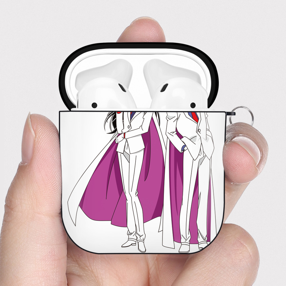 （画像用） 名探偵コナン くろば かいと Detective Conan Kuroba Kaito AirPods 第2世代保護ケース ハードシェル ブラック 耐衝撃・防指紋・カラビナ付き